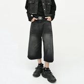 Hearujoy Casual Men's Jeans Vintage Spring Summer Loose Male Wide Leg Shorts New Washed Fashion Knee Length Denim Trouser 9A8825
